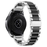 iitee Strap Compatible with Samsung Galaxy Watch 46mm/Galaxy Watch 3 45mm/Gear S3 Frontier/Gear S3 Classic/Huawei Watch 2 Pro Smartwatch, 22mm Stainless Steel Strap Replacement - Silver/Black