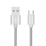 Cable Metal Tresse Type C pour CROSSCALL CORE X4 Chargeur USB 1m Reversible Connecteur Syncronisation Nylon (ARGENT)