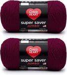 Red Heart Super Saver Jumbo Lot de 2 pelotes de laine Bordeaux