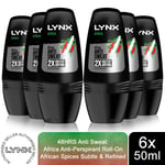 Lynx Africa 48-Hour Anti Sweat Faster Drying Anti Perspirant Roll-On, 6x50ml