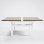 Höj och sänkbart dubbel skrivbord AdjusTable Bench PRO6, Storlek 200x80 cm, Bordsskiva Valnöt, Stativ Vit