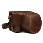 MegaGear MG1751 Ever Ready Leather Camera Case compatible with Canon EOS M6 Mark II - Dark Brown, 15-45mm