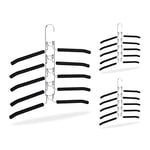 Relaxdays Cintre Multiple, Lot de 3, Porte-Pantalons 5 en 1, Gain de Place, antidérapant, Armoire, argenté/Noir