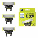 For Philips OneBlade Replacement Blades| 360 | Pack of 3
