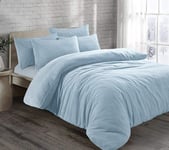 CT New Teddy Sherpa Fleece Luxurious Duvet Cover Sets Quilt Cover Sets Super Soft Warm Cosy Teddy Bear Fleece Bedding Sets (Light Blue, King Size Fitted Sheet)