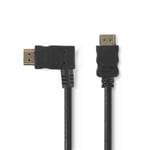 Nedis High Speed ​​HDMI ™ Kaapeli Ethernet | Vasen Hooked HDMI ™ -liitin | HDMI™ liitin | 4K@30Hz | 10.2 Gbps | 1.50 m | Pyöreä | PVC | Musta | Muovipussi