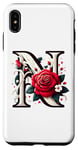 iPhone XS Max Red Rose Roses Flower Floral Design Monogram Letter N Case