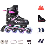 LYL Four rounds Roller inline Skates Women Boy girl Kids，DOT certified aluminum alloy bracket,Eight wheels flash，ABEC-7 bearing，PP shoe shell, PU wheels inline Skates (Color : C, Size : S(30-34))