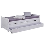 DesertRain säng 90x200cm , 3 lådor, utdragbar säng vit.