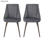 Homy Casa Set of 2 Dining Chairs, Modern Style High Back Fabric Chair with Padded Seat Sturdy Metal Legs Anti-slip Anti-scratch Footpad Elegant Furniture for Living Room Lounge Office,Grey