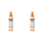 Mixa Solaire Peau Sensible - Spray Solaire Très Haute Protection SPF50+ UVA, UVA longs, UVB - Peaux Fragiles Enfants - Résistant à l'Eau - Anti-sable - Hypoallergénique, Sans Parfum - 150ml (Lot de 2)