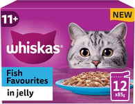 Whiskas 11+ Fish Selection in Jelly  85 g Pouches, Senior Cat Food, Pack of 12