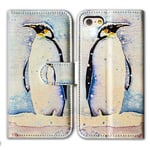 BCOV iPod Touch 7 Case,iPod Touch 6 Case, Penguin In The Snow Leather Flip Wallet Case Phone Cover with Card Slot Holder Kickstand For iPod Touch 7 6