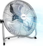 Duronic Floor Fan FN20, 20” Silver Metal Floor Fan, 4 Speed, High Velocity 120W