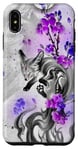 Coque pour iPhone XS Max Renard Kawaii Renard Cerisier Fleurs Violet Fleur Lavande