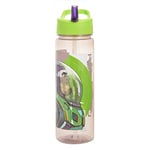 Disney Lightyear Lightyear Water Bottle Flip Up Straw 600ml – Official Disney Merchandise by Polar Gear – Kids Reusable Non Spill - BPA Free Plastic - Ideal School Nursery Sports Picnic Grey & Green