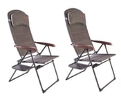 2 x Quest Naples Pro Recline Folding Camping Chair With Side Table Seat Caravan