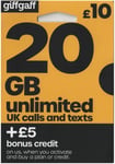 £10 Credit in total 2 X Giffgaff SIM Card PAY as you Go - Only 20p