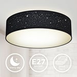 B.K.LICHT B.k.licht - plafonnier tissu noir avec décor étoile, éclairage plafond chambre, salon, salle à manger, 2 douilles E27 pour ampoules de 40W max, Ø38cm