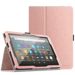 MoKo Case Compatible with All-New Kindle Fire HD 8 Tablet and Fire HD 8 Plus Tablet (10th Generation, 2020 Release),Slim Folding Stand Cover with Auto Wake/Sleep - Glitter Pink