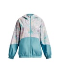 Under Armour Girls Girl's UA Woven Printed Full-zip Jacket in Blue - Size 13-14Y