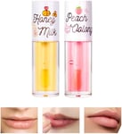 PRIMUZ 2Pcs Hydrating Jelly Cute Lip Glow Oil, Plumping Honey & Peach Lip Gloss,