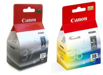 2 Canon Pixma iP2600 Original Printer Ink Cartridge - Black+Tri-Colour- Light User