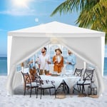 Tente Pavillon Tente de Jardin – Tente pratique pour la plage. montage facile avec Easy-Klett. parfait pour les fêtes 3x3m Blanc - Blanc - Tolletour
