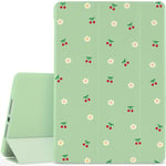 YCCY Cute Flowers Pad Case Cover for iPad Pro 10.2" (2019) iPad 7th Generation Case Green Lovely Cherry Flower Anti-Scratch Shockproof Lightweight Smart Trifold Stand Cover for iPad Pro 10.2"(2019)