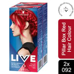 2x Schwarzkopf Live UltraBright or Pastel SemiPermanent HairDye,092 PillarBoxRed