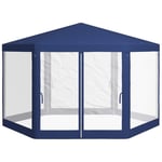 Gazebo 4x3m hexagonalt vattenavvisande stabil vintertät paviljong med myggnät Partytält Trädgårdstält med 6 sidopaneler Trädgård