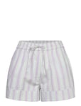 Stripe Seersucker Elasticated Shorts Green Ganni