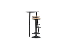 Venture Design Plaza & Conway bargrupp Svart/svart 2 stolar & bord 60 cm