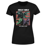 Jurassic Park World Four Colour Faces Women's T-Shirt - Black - 5XL