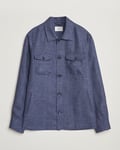 Eton Linen Four Pocket Overshirt Navy Blue