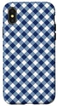 Coque pour iPhone X/XS Carreaux carrés vichy bleu à carreaux