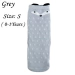 Baby Fox Pattern Socks Knee High Hosiery 1-4 Years Gray S