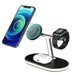 Wireless Charger PDKUAI 3 in 1 Magnetic Wireless Charger Stand 15W Fast Charging Dock Station Compatible with Mag-Safe Charger for iPhone 13/12/12 Pro/12 Pro Max/AirPod 2/Pro/Apple Watch 6/5/4/3/2/SE