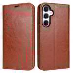 Samsung Galaxy S24 FE Smidigt mobilfodral i äkta läder, Brun