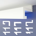 Heximo - Profilé de joint d'ombre led Moulures, éclairage indirect xps Polystyrene Plafond sec: HLED-8 - 72x88 mm, 10.2 mètres / 6 barrettes
