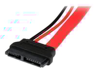 Startech.Com 6In Slimline Sata To Sata Adapter With Power - Slim Sata (F) To Sata (M) - Slimline Serial Ata To Sata (Slsataadap6) - Sata-Adapter - Serial Ata 150/300/600 - Smal Sata (Hona) Till Sata-Kombination (Hane) - Röd
