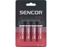 Sencor Zink-Kol-Batteri, Aa (Lr6), Aa, 1,5V, Sencor, Blister, 4-Pack