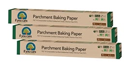 If You Care Parchment Baking Paper 70 Sq Ft Roll, Unbleached, Chlorine Free, Greaseproof, Silicone Coated, Standard Size, Fits 13 Inch Pans (Pack of 3-210 FT Total)