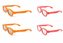 2 Red 2 Orange Kids 3D Childrens Glasses for Passive TVs Cinema Projectors