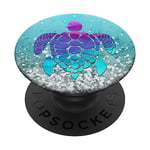 PopSockets Purple Turquoise Turtle Phone Grip Silver light blue PopSockets Swappable PopGrip