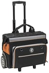 Rolling Tool Bag, Water Resistant Tool Storage Organizer Rolls on Rugged 15-cm Wheels, 24 Pockets, Load Tested to 90 kg, Klein Tools 55452RTB,Black/Orange