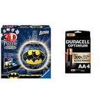 Ravensburger - Puzzle 3D Ball 72 p illuminé - Batman - 11080 + Duracell - Nouveau Piles alcalines AA Optimum, 1.5 V LR6 MX1500, Paquet de 4