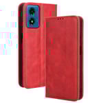 SKALO Motorola Moto E14 4G Embossed Premium Plånboksfodral - Röd Röd