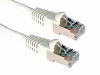 Short White 0.25m Ethernet Cable CAT6 Full Copper Screened Network Lead FTP 25cm