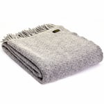 TWEEDMILL TEXTILES 100% Wool Sofa Throw Bed Blanket UK MADE WAFER SILVER GREY